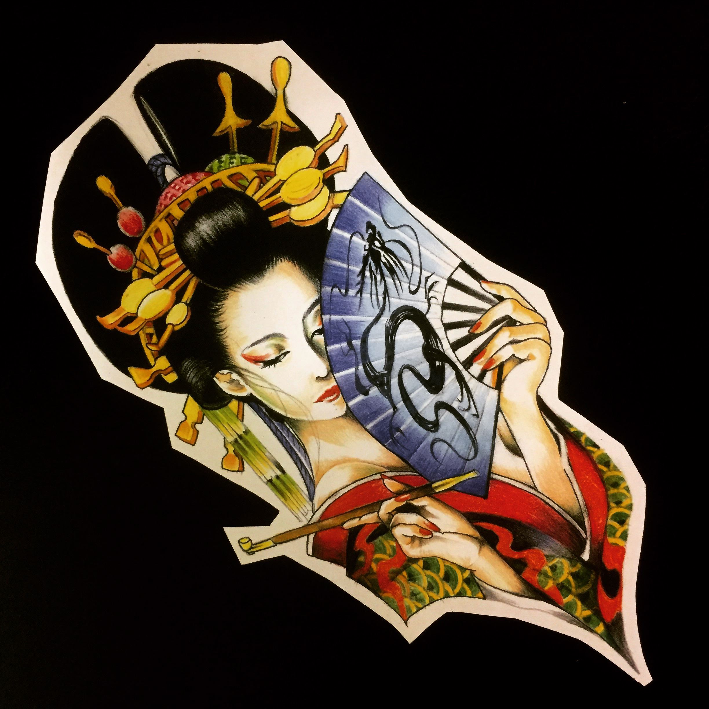 花魁の下絵刺青irezumi 千葉幕張タトゥーtattoo 千葉彫師 千葉タトゥーは千葉市花見川区幕張本郷のfree Z Tattoo フリーズ タトゥー