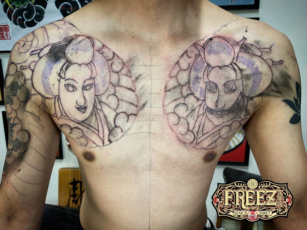 浄瑠璃のガブの刺青irezumi 千葉幕張タトゥーtattoo 千葉彫亜星 千葉タトゥーは千葉市花見川区幕張本郷のfree Z Tattoo フリーズタトゥー