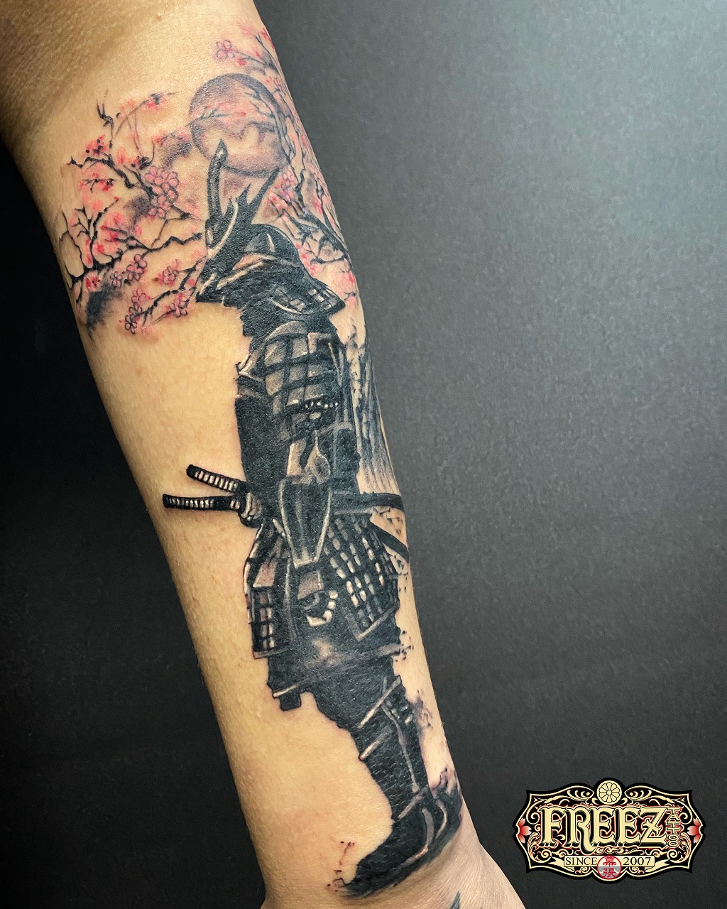 侍に桜のタトゥーtattoo 【千葉幕張刺青irezumi】千葉女性彫師SAO
