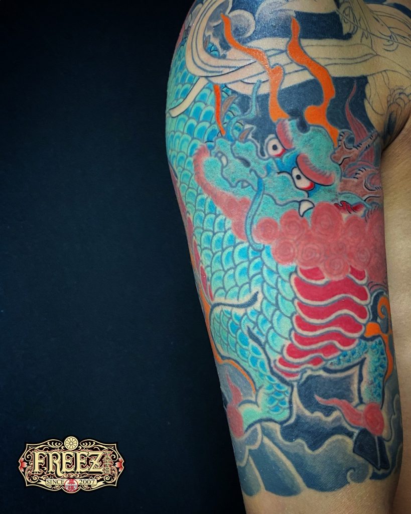 腕五分に麒麟の刺青irezumi 千葉幕張タトゥーtattoo 千葉彫亜星 千葉タトゥーは千葉市花見川区幕張本郷のfree Z Tattoo フリーズタトゥー